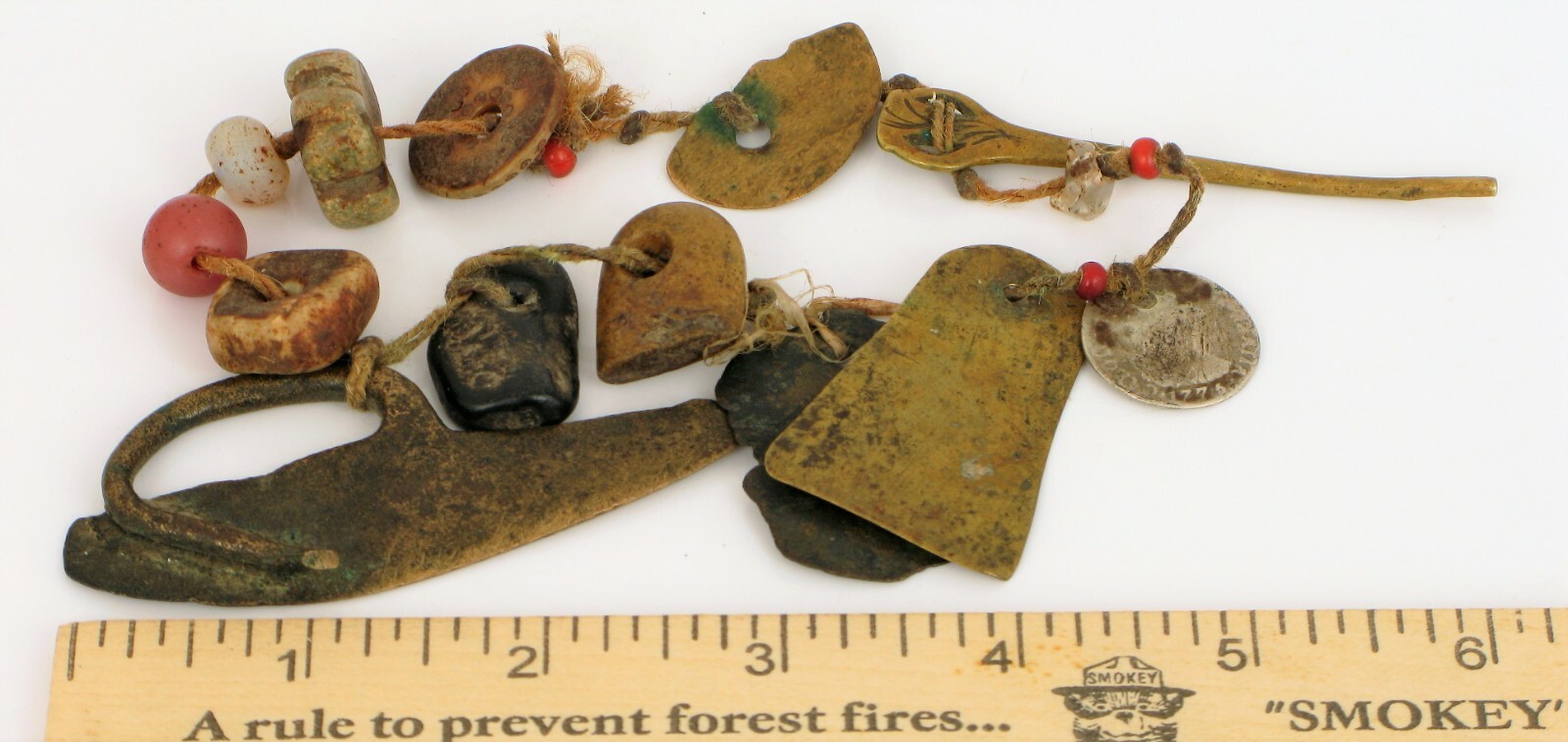 NATIVE AMERICAN MEDICINE MAN TOOLS 1776 COIN SCRAPER FIRE STARTER SCALPEL RARE