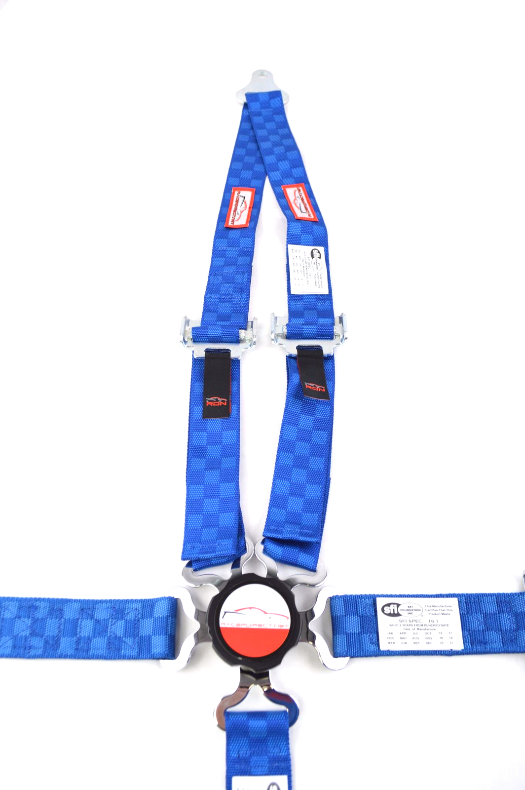 QUARTER MIDGET HARNESS CAM LOCK 2" SFI 16.1 UNIVERSAL V BELT BLUE CHECKERBOARD