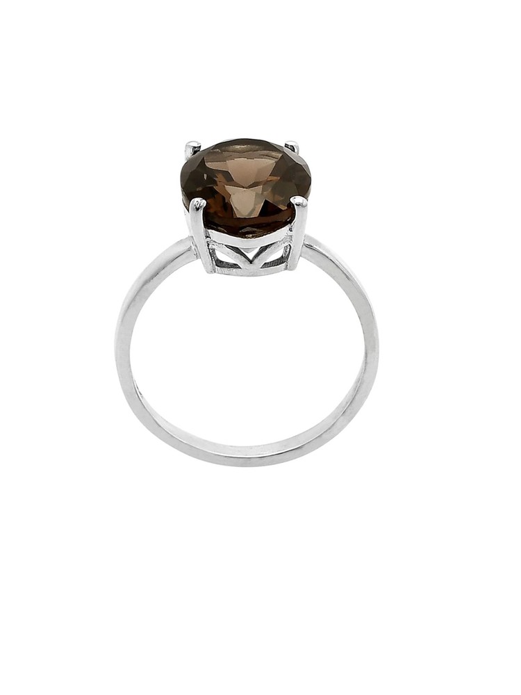 Smoky Topaz Solid 925 Sterling Silver Ring 8.5