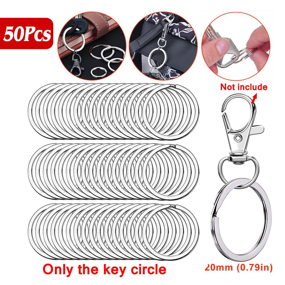 20/25/30mm Rustproof Split Ring Keychain Stainless Steel 50pcs Round Key Ring
