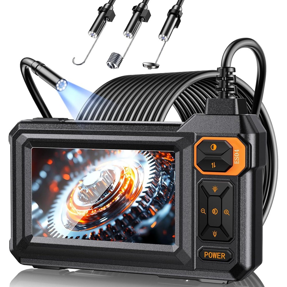 Endoscope Camera with Light, Borescope Camera with 4.3" IPS Screen, IP67