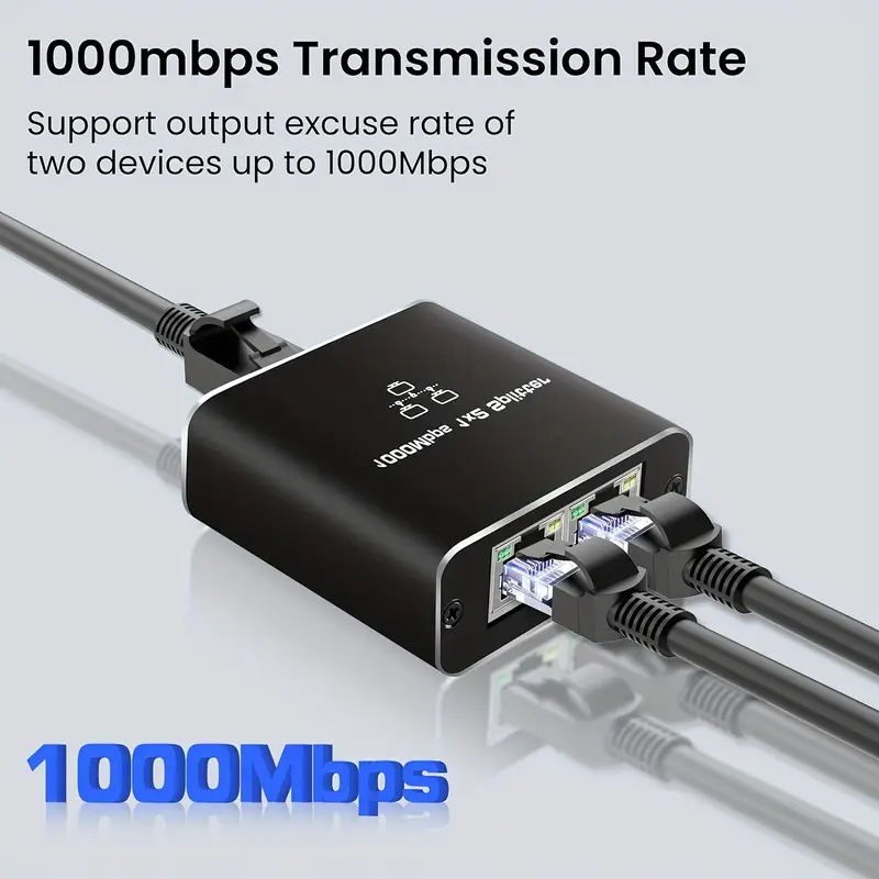 RJ45 Gigabit Ethernet Splitter 1000Mbps LAN Network Internet 1 to 4 Out Adapter