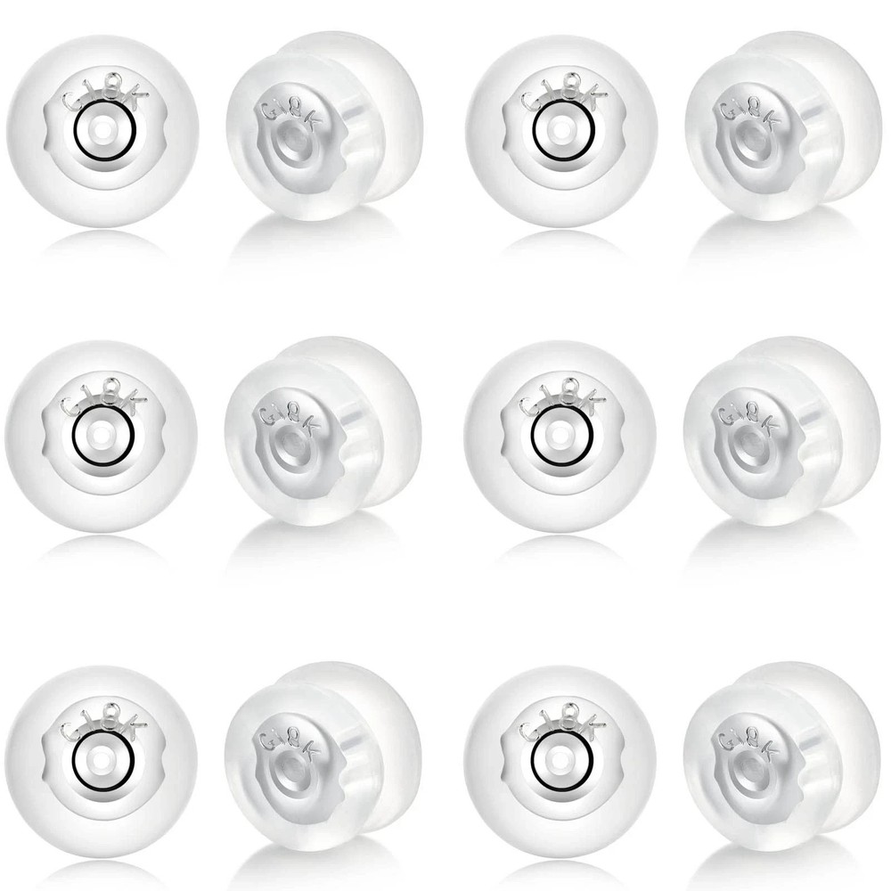 Hypoallergenic Earring Back Replacements â€“ 12pcs Sterling Silver & Silicone...