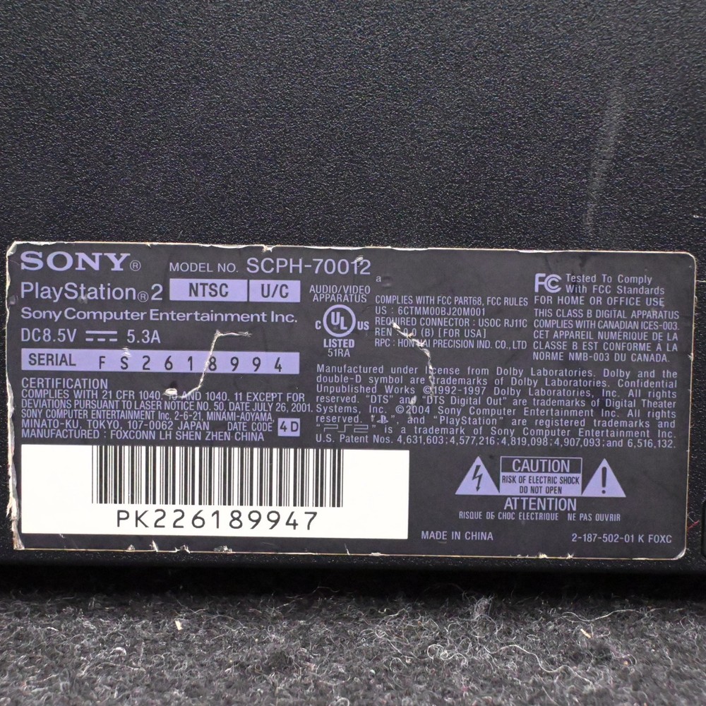 Sony PlayStation 2 Slim SCPH-70012 Console w/ Controller & Cords - Tested