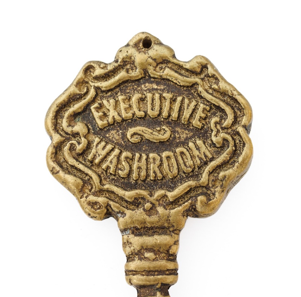 Executive Washroom Key Solid Brass Novelty Ornament Rare Excellent Condition