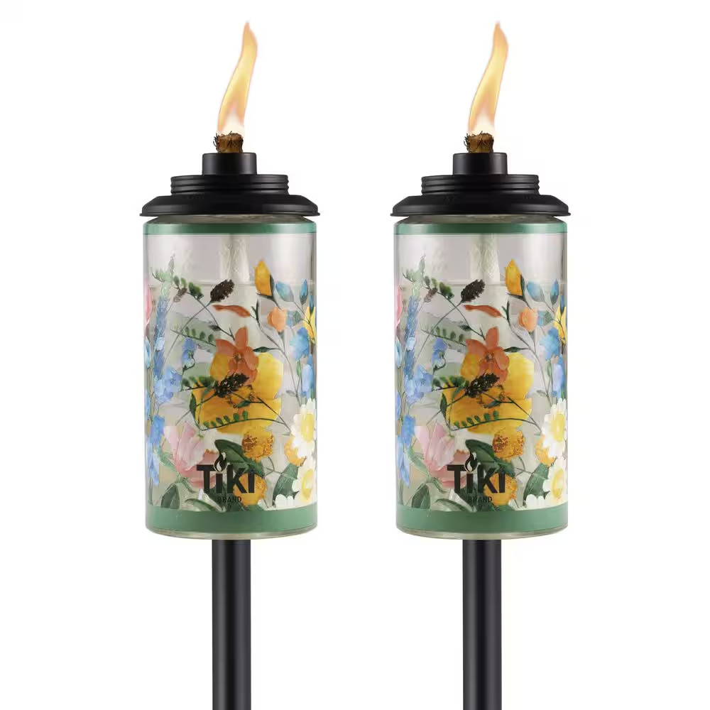 65 In. Easy Install Torch Wild Flower Glass (2-Pack)