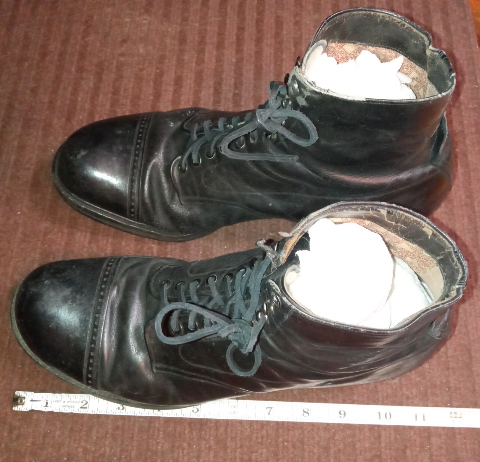 Span Am Indian Wars US Boots Black Leather 11" Long Goodrich Heels Volunteers