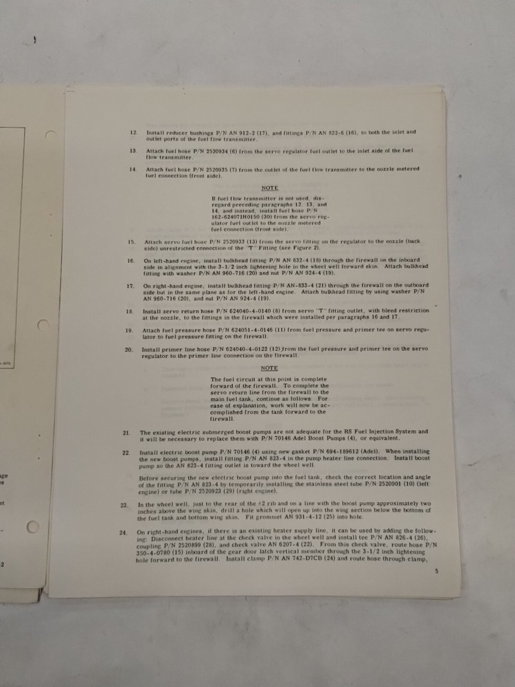 Bendix Model RS-10B2 Fuel Injection System Installation Instructions-Original