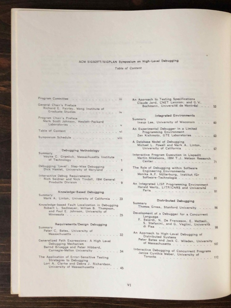 Software Engineering Symposium On High-Level Debugging Proceedings (1983)