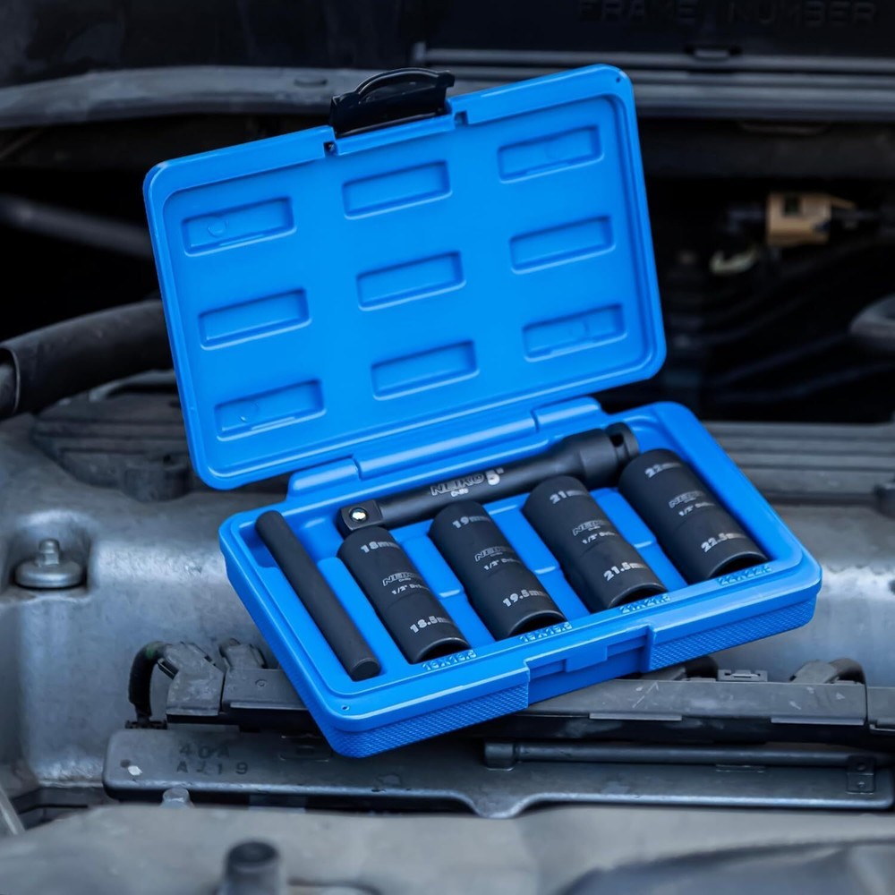 NEIKO 02290B Lug Nut Socket Set 1/2” Impact Thin Wall Flip Socket Set Half