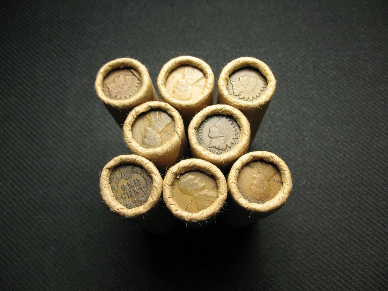 ONE SHOTGUN ROLL (50) INDIAN HEAD CENT & TEEN WHEAT PENNY 1858-1919 OLD COIN LOT