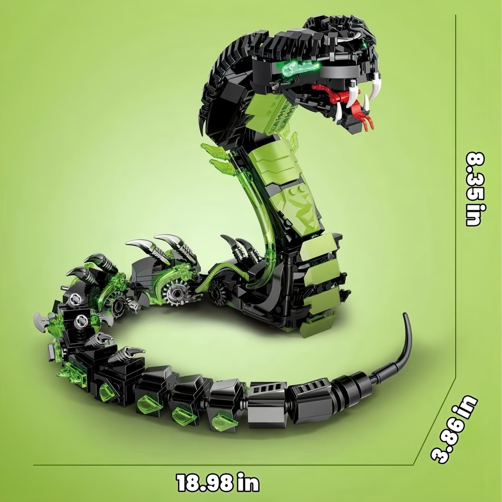 Fangool 2025 Mechanical Snake Building Blocks Set，Technological Cobra Ani