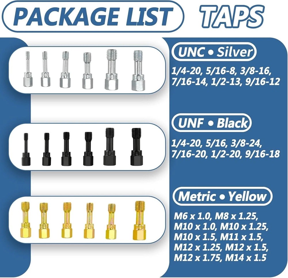 Thread Repair Thread Chaser Tool Set-49PCS Thread Cleaner Rethreading Master Kit