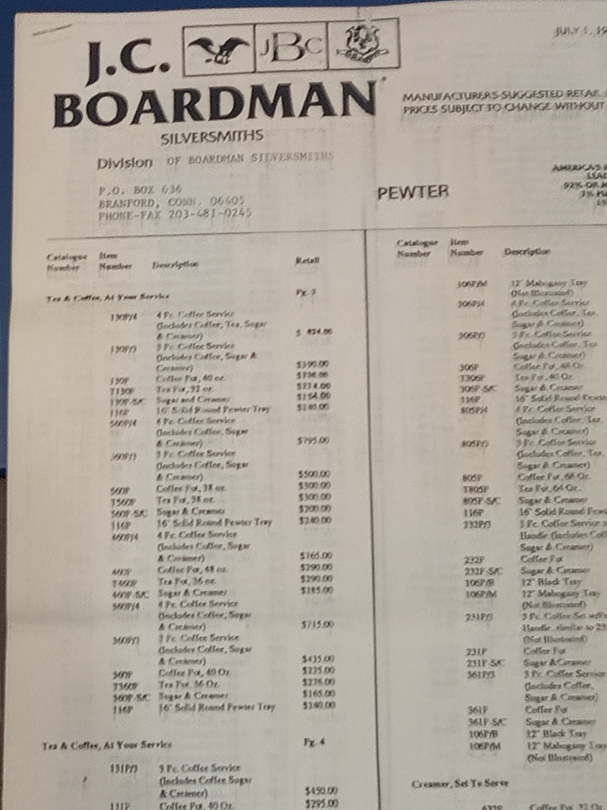 1979 J.C. Boardman Silver Pewter Dealer Catalog Binder Sterling Hollowware