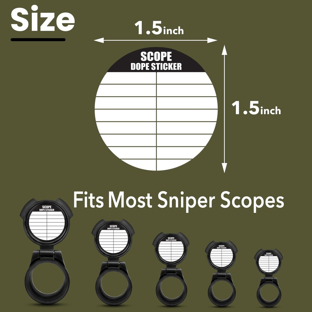 25 Pack Writable Scope DOPE Sticker for Long-Range Shooting- 1.5 Inch, White