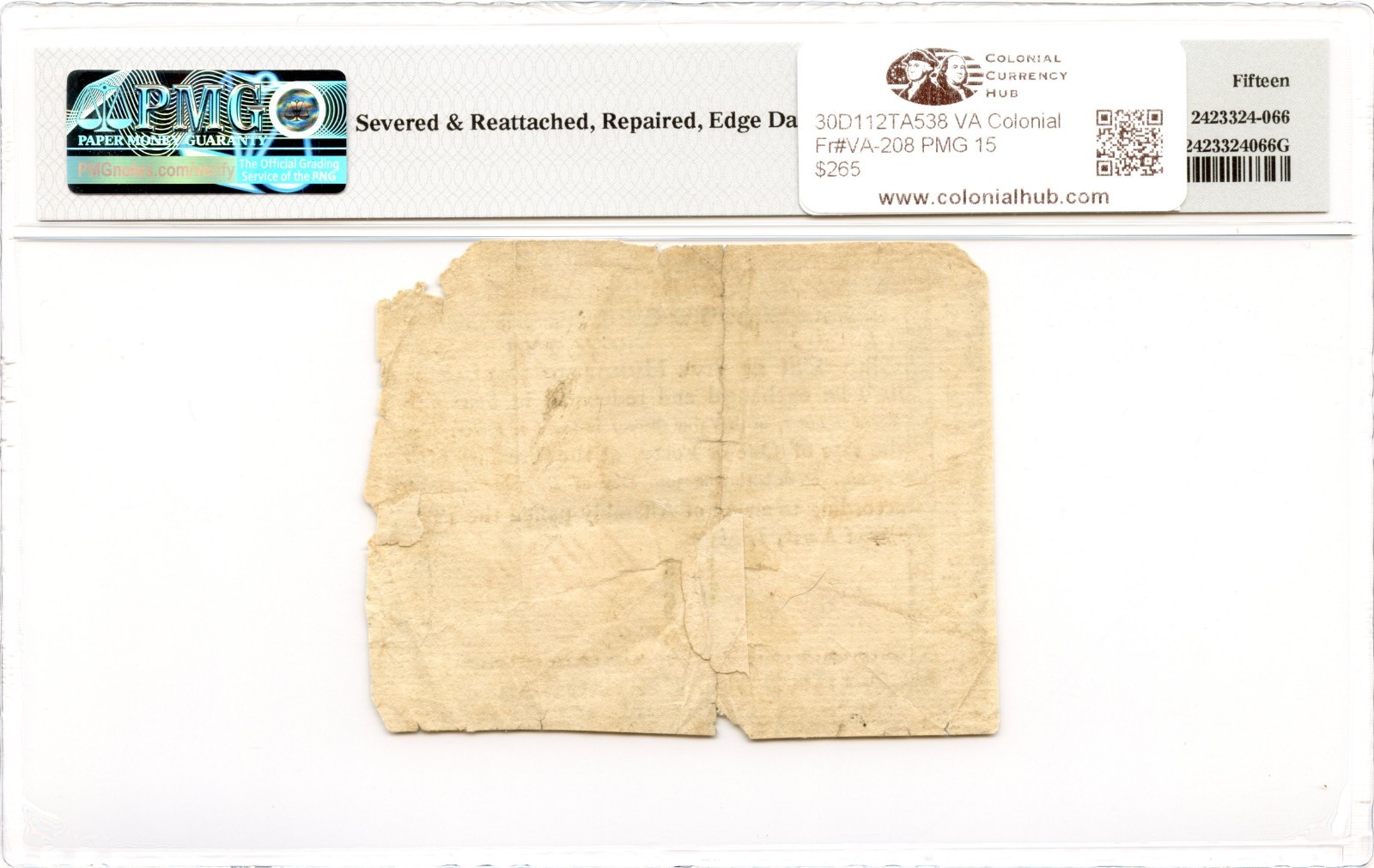 Virginia Colonial Note Fr#VA-208 March 1, 1781 $500 PMG F-15 *High Denomination*