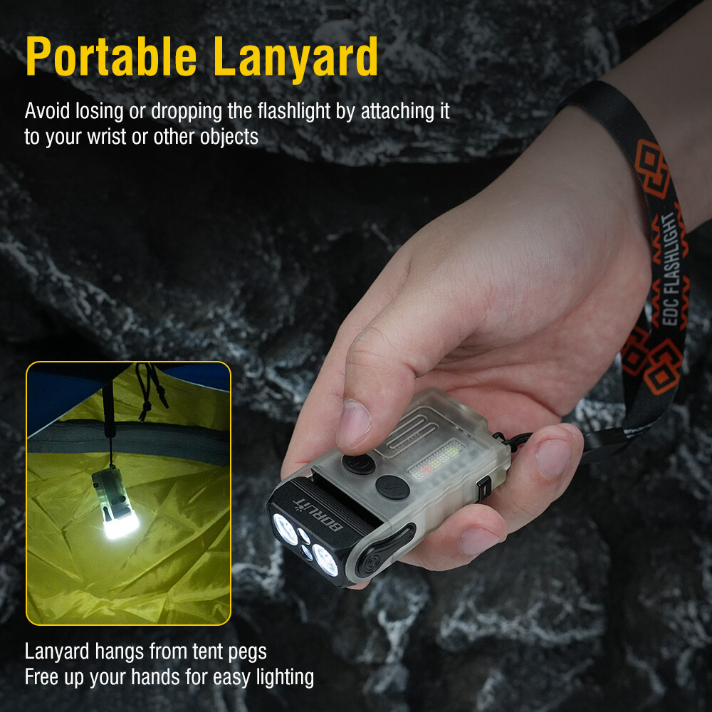 BORUIT V20 1300 LM Compac Rechargeable EDC Flashlight Pocket Keychain Light
