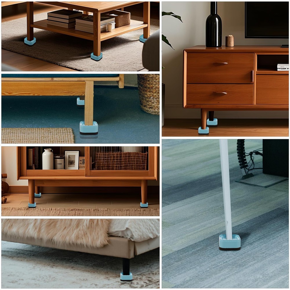 8 Pack Furniture Risers Adjustable Bed Risers Heavy Duty Stackable Bed Raiser...