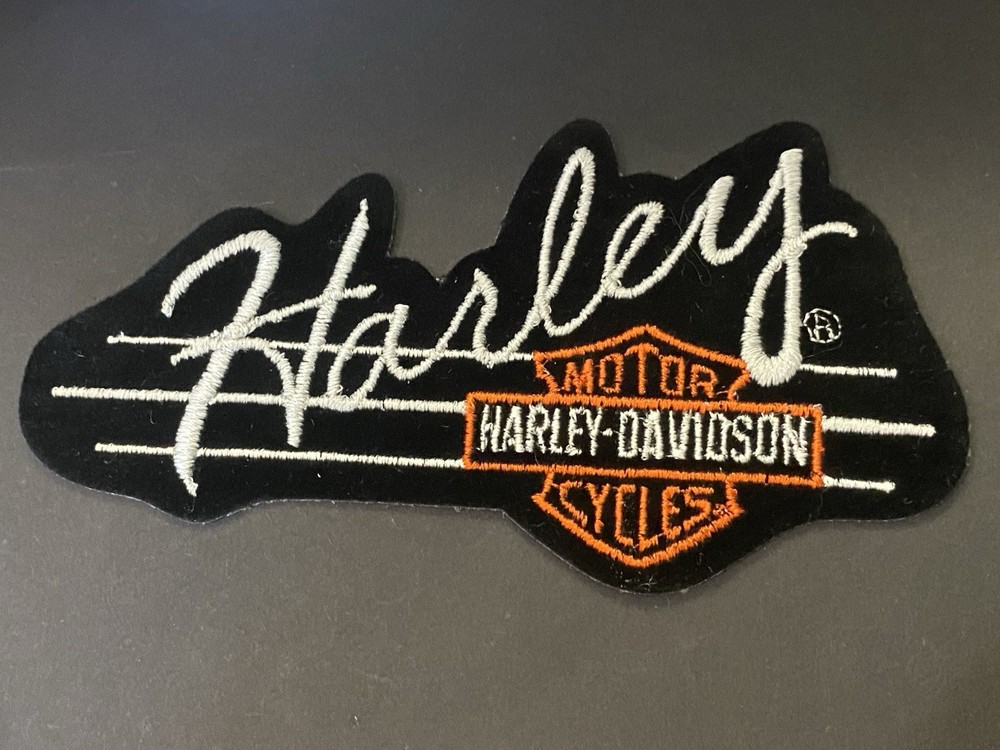 Harley Davidson Silver Harley Script Logo Bar & Shield Patch 5 1/2” X 3” New