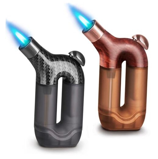 Torch Lighter Single Jet Flame Refillable Butane Lighters Windproof Gas 2 Pack