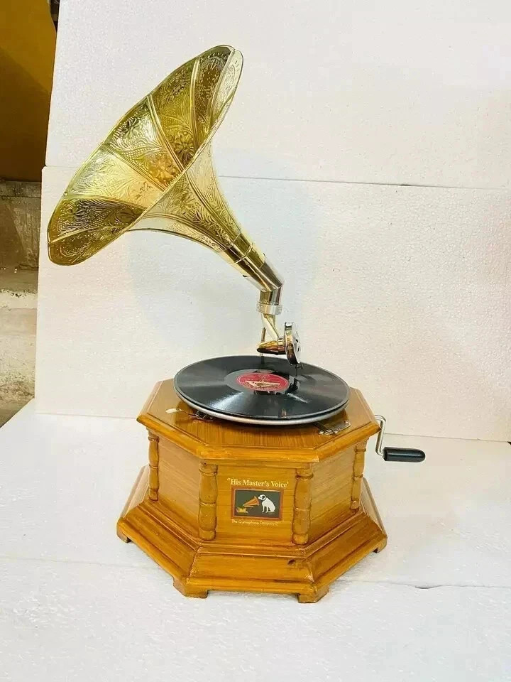 Vintage HMV Gramophone Fully Functional Working Phonograph, win-up record player