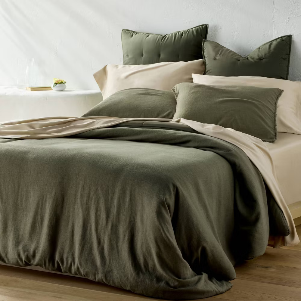 Standard 400 Thread Count Rayon from Bamboo Pillowcases Light Olive Green -