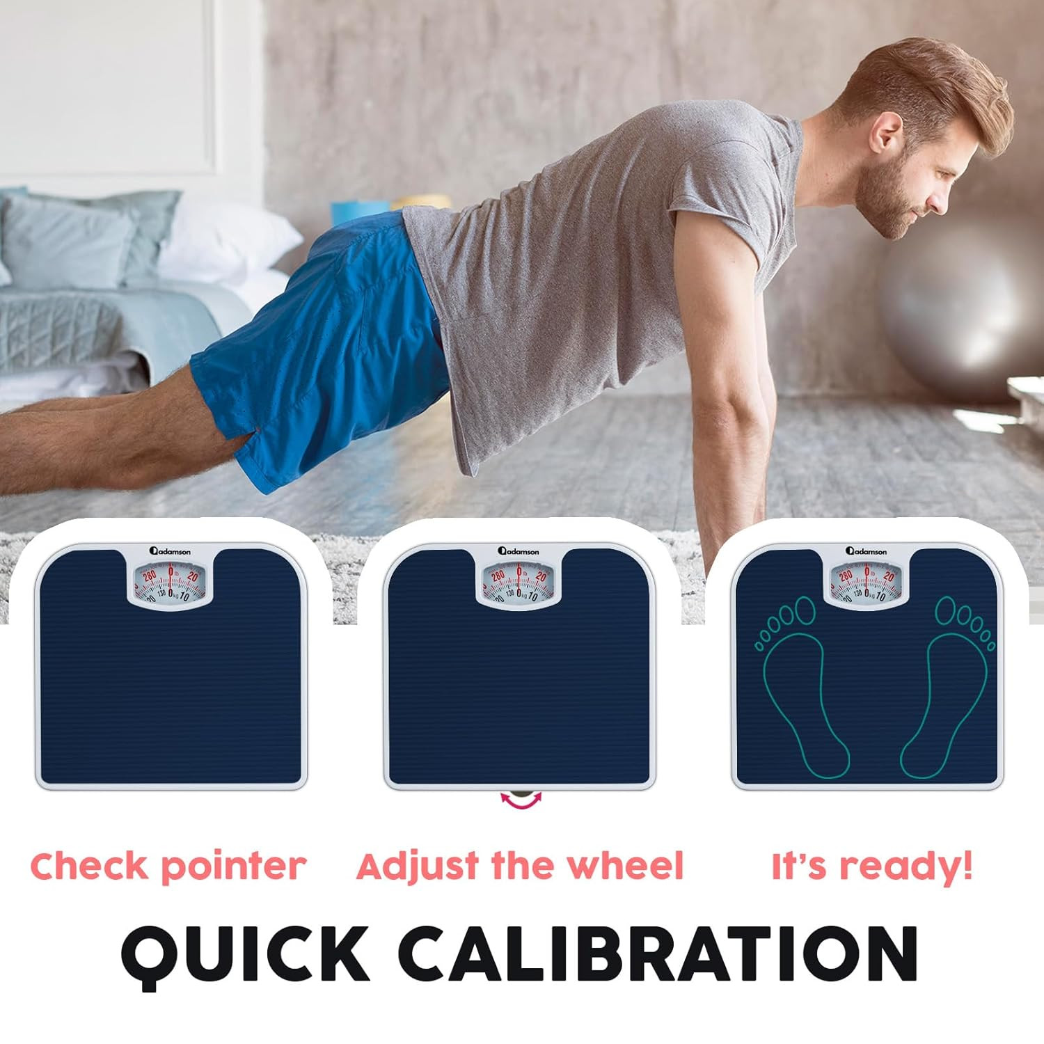 Analog Bathroom Scale Mechanical Body Weight Scale 300 LB Capacity Non Slip