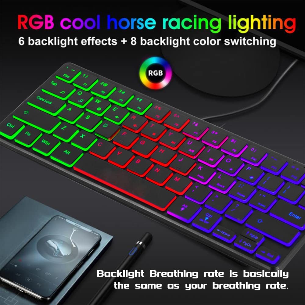 Mini Keyboard Backlit USB Wired Mute Ultra-Compact 64 Keys for PC/Mac