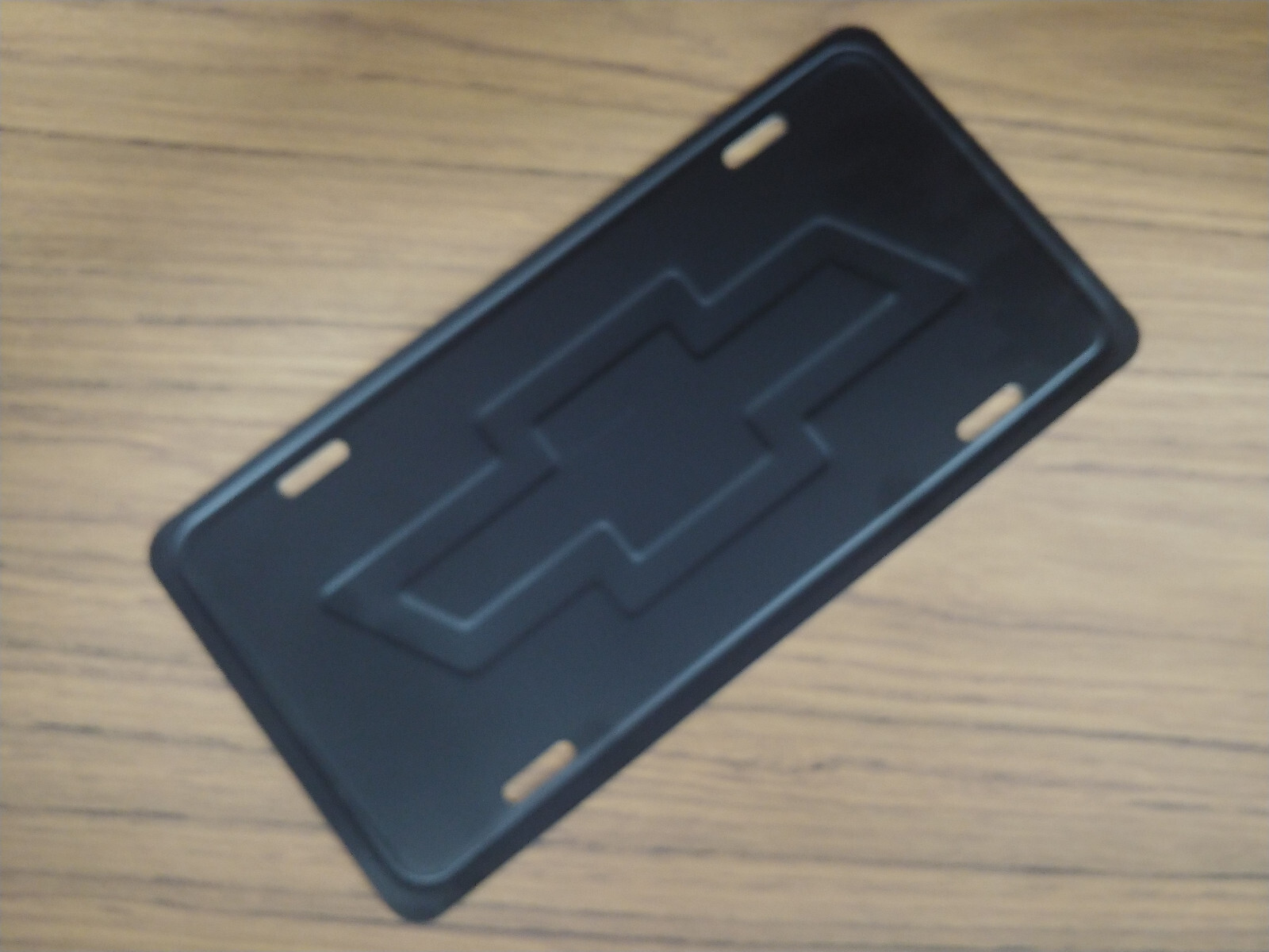 Vintage Chevy License Plate Red Bowtie Bow-Tie Embossed Auto Tag Metal Old Stock