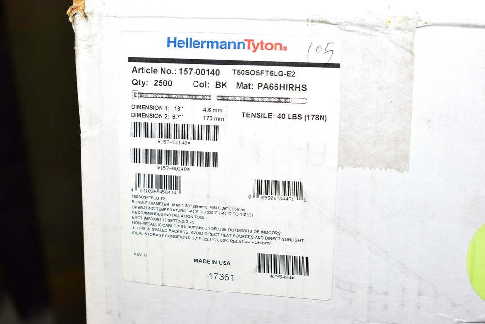 2,500 - HellermannTyton 157-00140 Fir Tree Cable Tie Mounts - T50SOSFT6LG-E2
