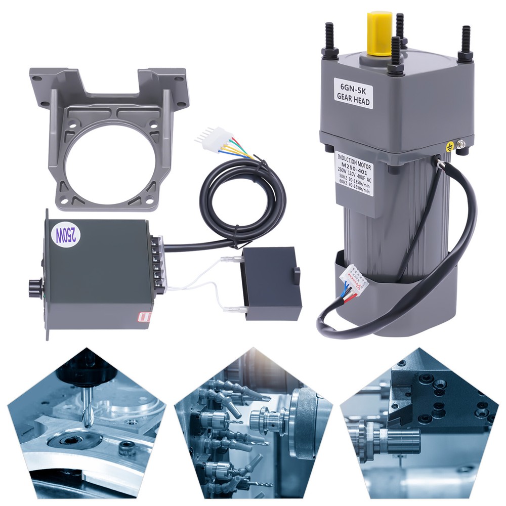 250W 110V AC Gear Motor with Variable Speed Controller and Bracket Single-Phase