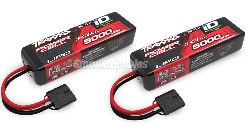 Traxxas 5000mAh 11.1v Power Cell 3S 25C LiPo Battery (2) w/ ID Traxxas Connector