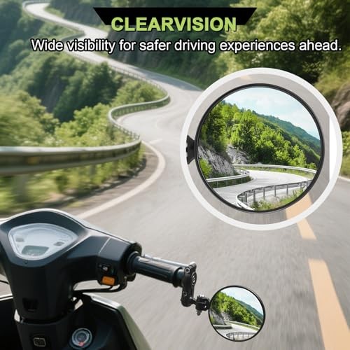 Universal Motorcycle Mirrors, 3 Inch Folding Waterproof Side Mirror, Round