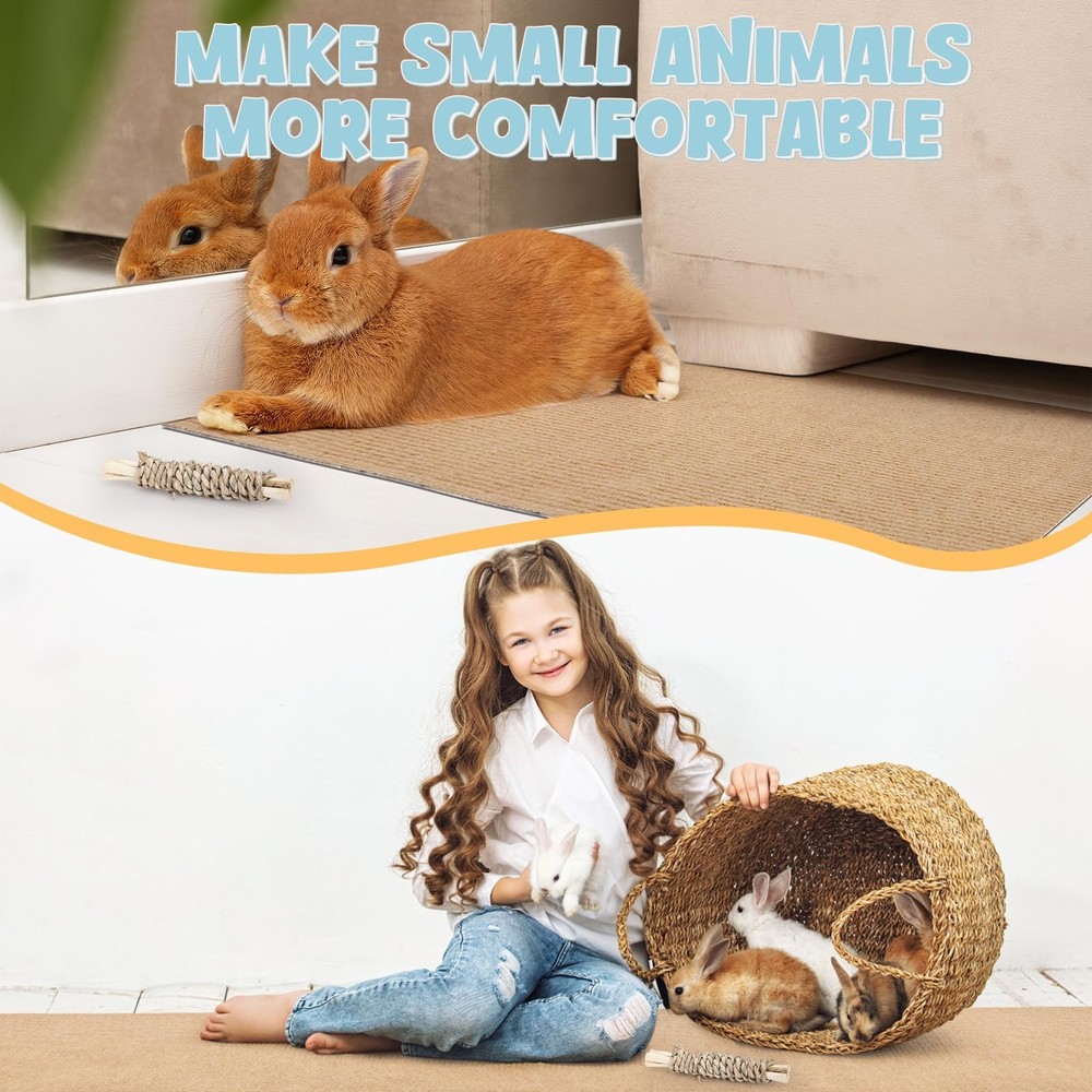 Rabbit Scratch Pad 3.28FT Self Adhesive Cuttable Rabbit Scratching Pad with S...