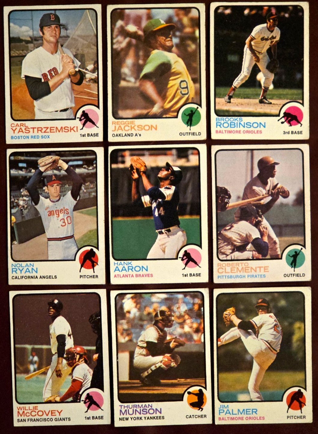 1973 Topps HOF Lot (9) Aaron Ryan Clemente Yaz Jackson Munson BRob MORE! L/M