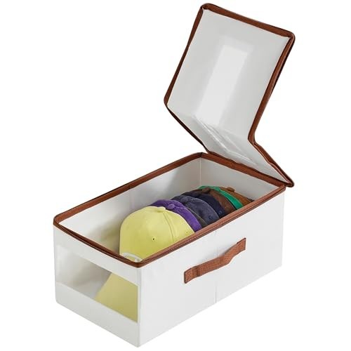 Stackable Baseball Cap Organizer - Holds 12 Caps, Clear Window Hat Storage Box