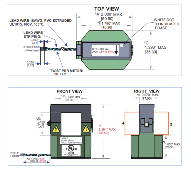 Enphase Split Core Current Transformer U40002 250VAC Max 200A 0.5V CT-200-SPLIT