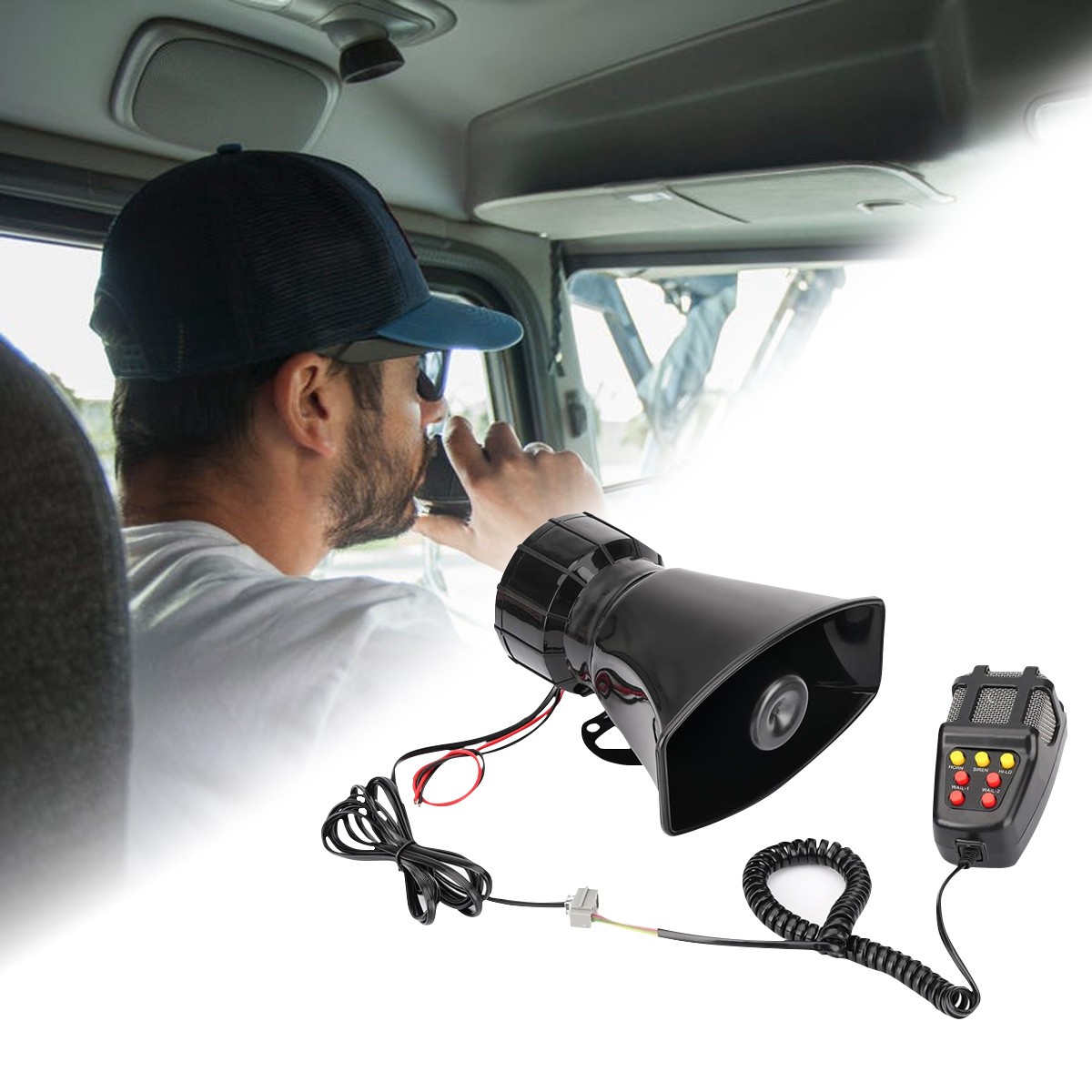 7 Tone Sound Car Siren Vehicle Horn with Mic PA Speaker System Emergent