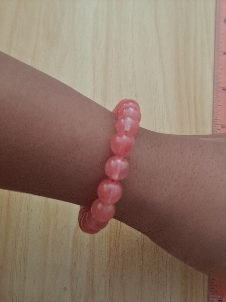 cherry quartz stretch bracelet