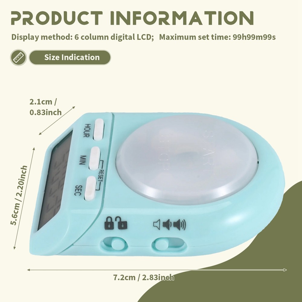Digital Kitchen Timer with 100 Hour Clock Count Down for Kid Teacher Cook1221