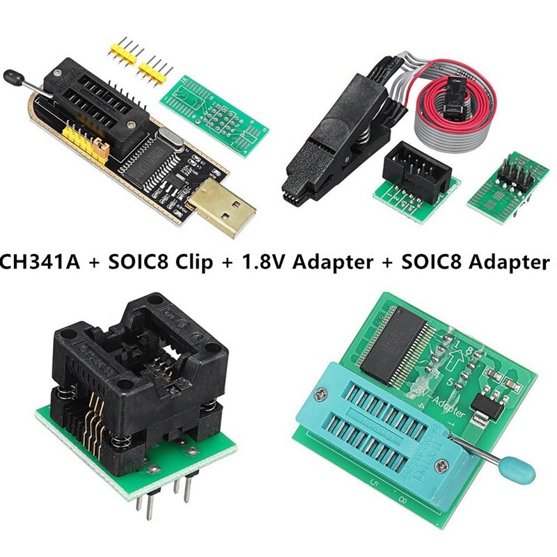 CH341A SOIC Clip Socket 1.8V 3.3V USB EEPROM Flash BIOS Repair Programmer 24 25