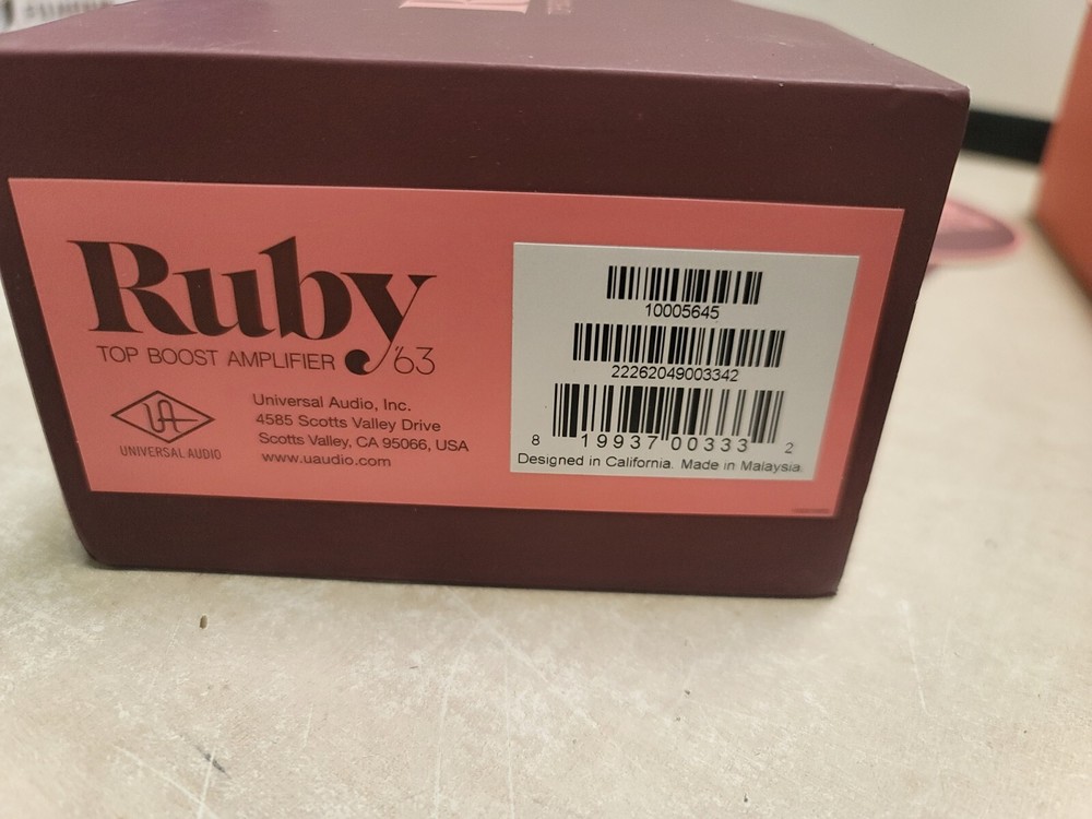 Universal Audio Ruby '63 Top Boost Amplifier Pedal Open Box