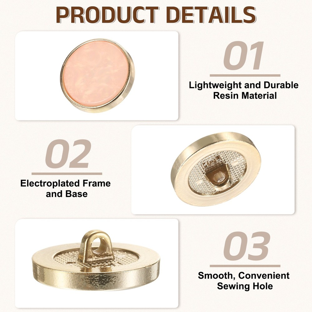 10Pcs Round Button, 25mm/1" Resin Decorative Pattern Button, Light Pink
