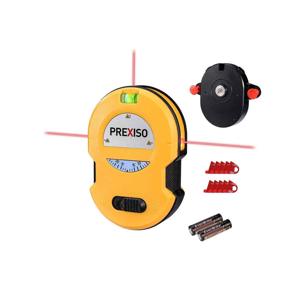 PREXISO Multi Surface Laser Level LED Light Vial, 30Ft Horizontal & Black