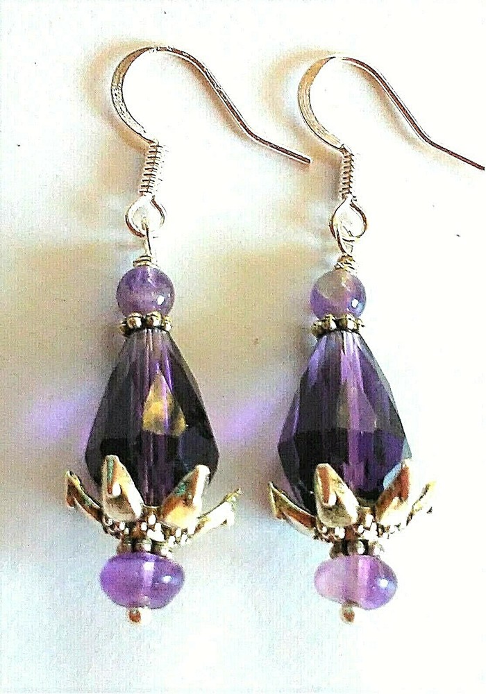 Handmade Amethyst Blossom Earrings