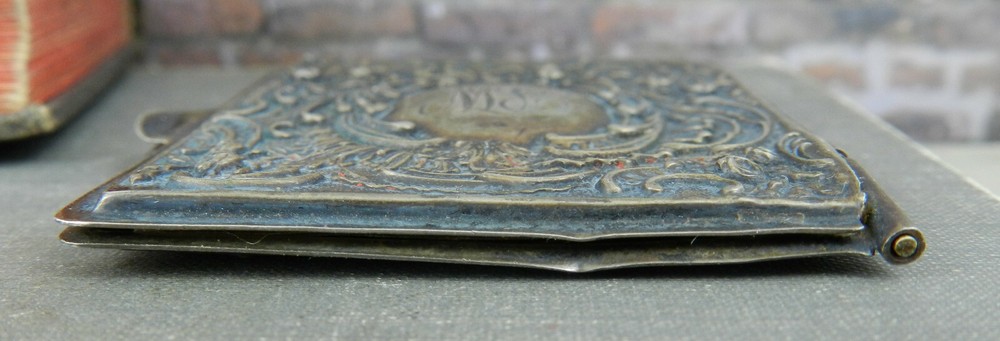 Antique Repousé Sterling Silver Hinged Purse / Pocket Note Book