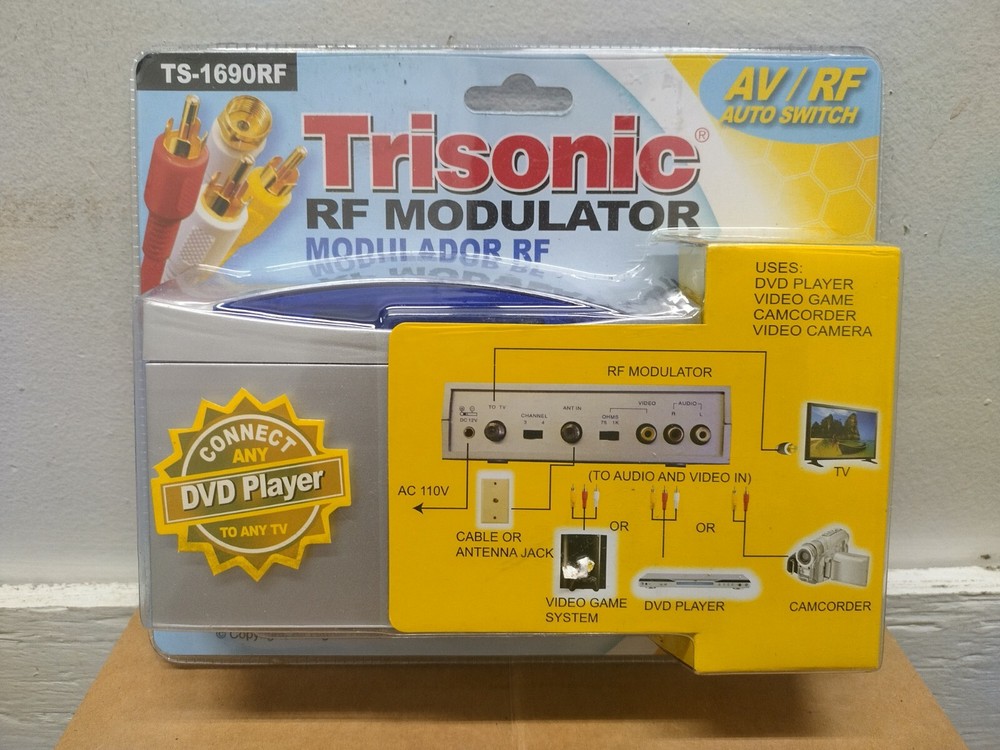 NOS Trisonic AV/RF Auto Switch RF Modulator Box - Sealed