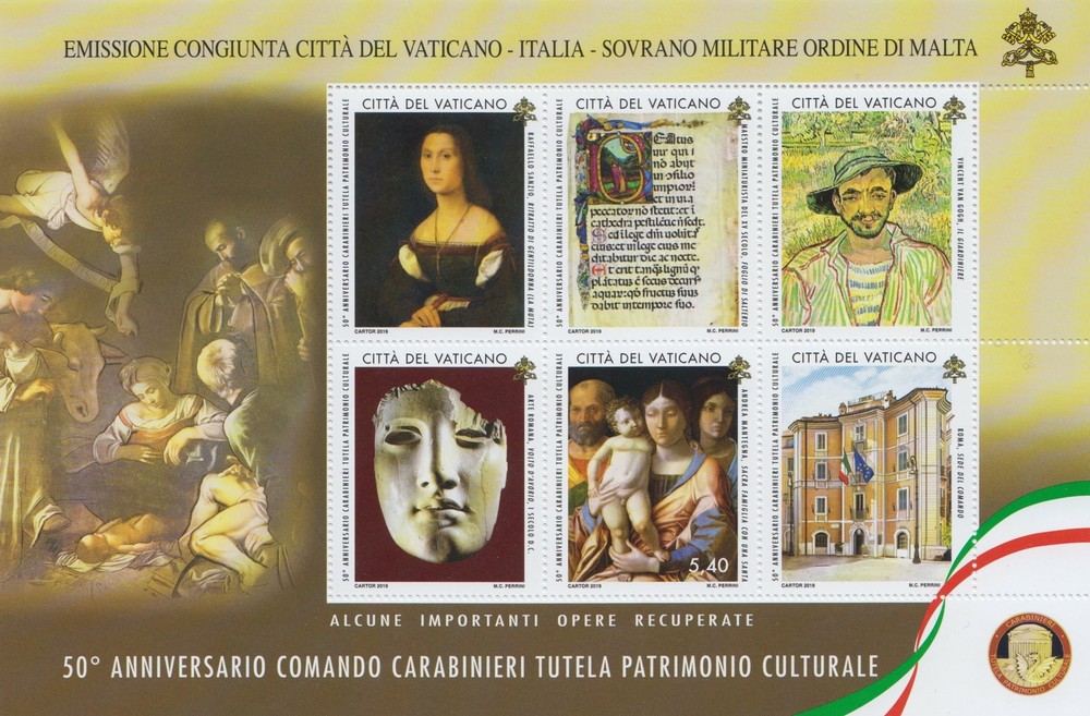 2019 Vatican sheets FRANCESCO 50th Carabinieri command