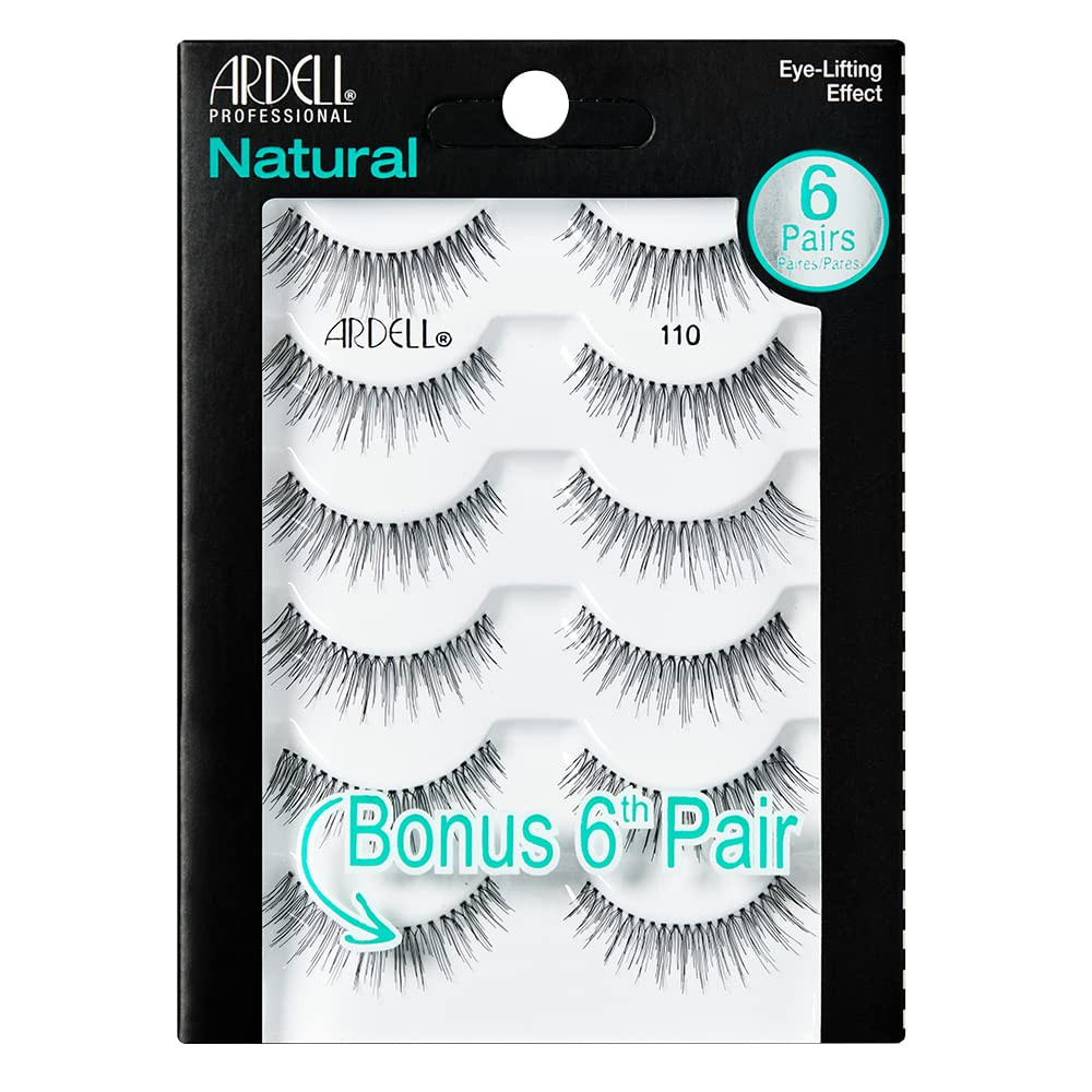 False Eyelashes Natural 110-5 Pair + Bonus Pair Multipack for Eye-Lifting Effect