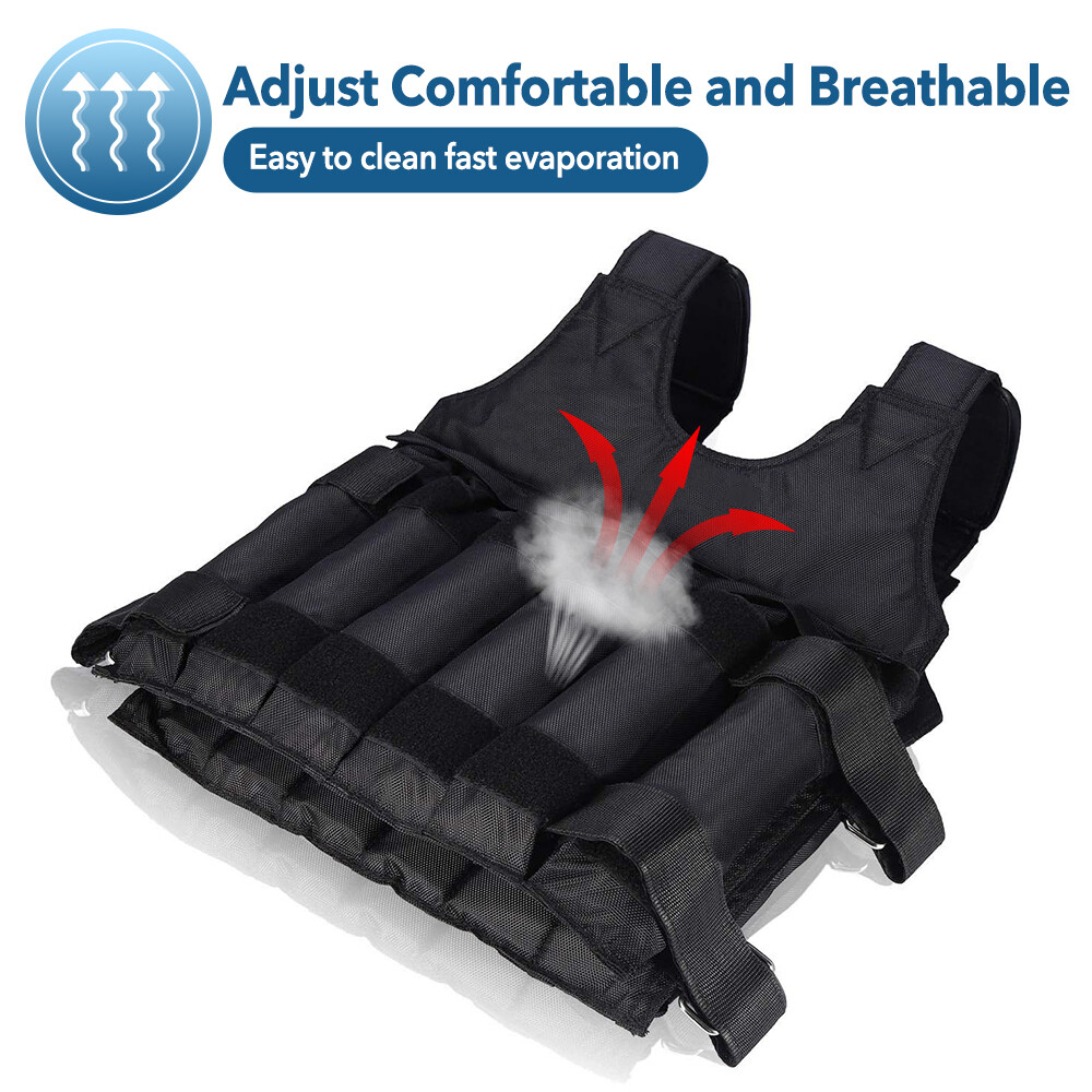 110lbs Exercise Weight Vest Weighted Adjustable Fitness Training Workout Sports